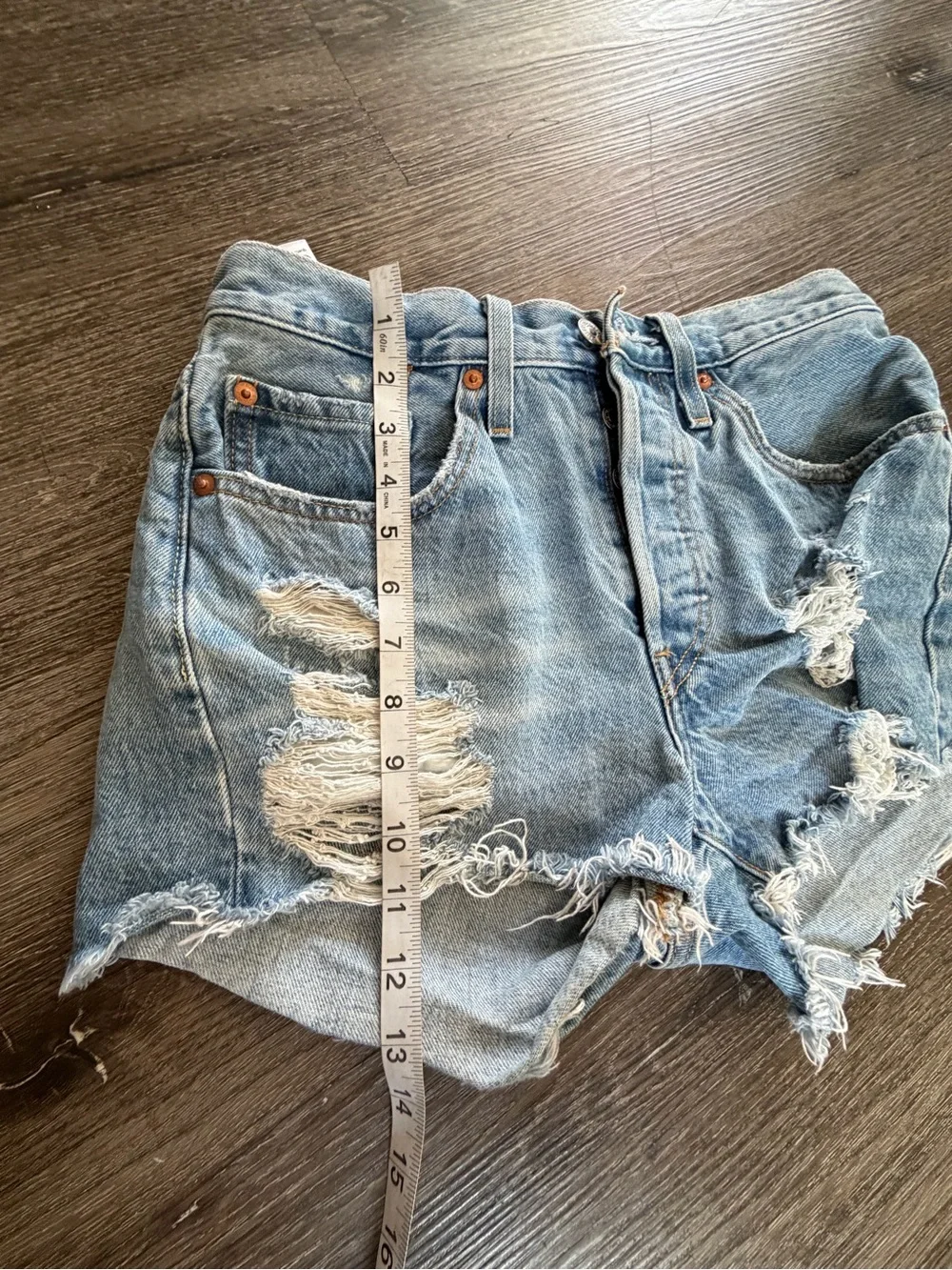 Levi's Distressed Light Blue Denim Jean Shorts